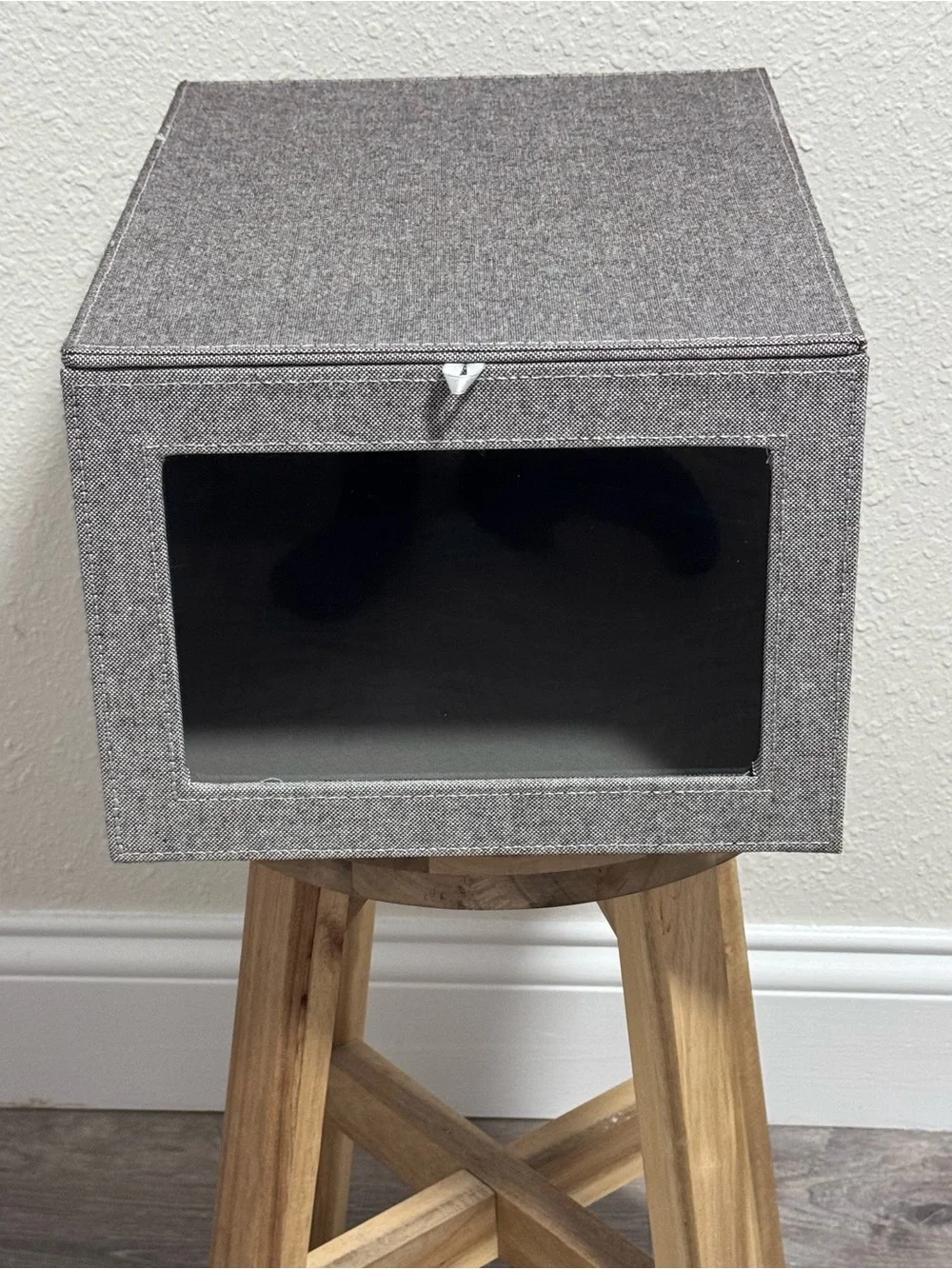 The Container Store Cambridge Drop-Front Shirt Box Grey Linen Like New